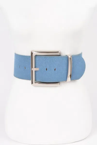 Fashnzfab Oversized Metal Buckle Denim Waist Belt In Blue