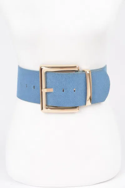 Fashnzfab Oversized Metal Buckle Denim Waist Belt In Blue