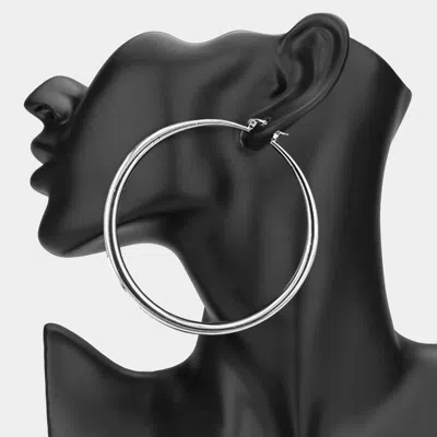 Fashnzfab Oversized Metal Hoop Pin Catch Earrings In Black