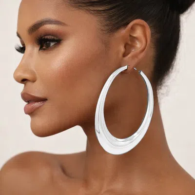 Fashnzfab Oversized Metal Sculpted Oval Hoop Earrings In Gold