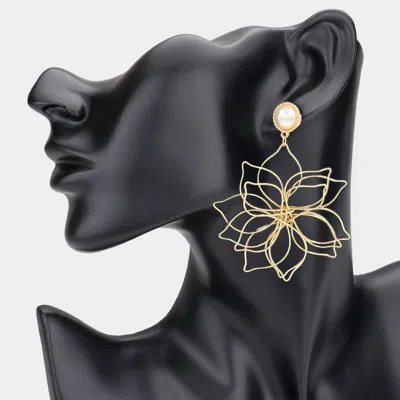 Fashnzfab Oversized Metal Wire Flower Dangle Earrings In Gold