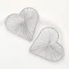 Fashnzfab Oversized Metal Wired Heart Earrings - Rhodium In Metallic