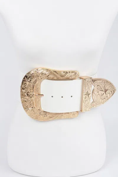Fashnzfab Oversized Multi Metal Waist Enamel Belt In White