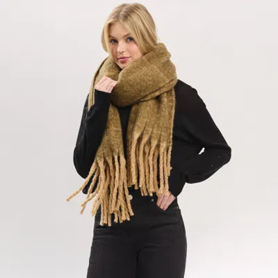 Fashnzfab Oversized Ombre Long Fringe Knit Scarf In Green