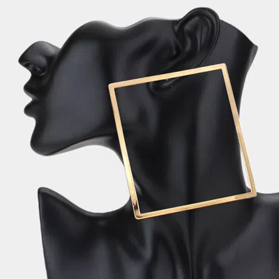 Fashnzfab Oversized Open Metal Square Earrings In Gold