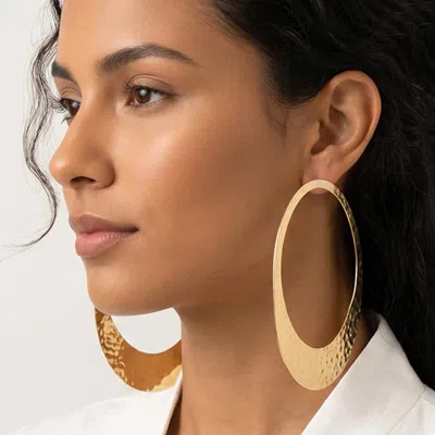 Fashnzfab Oversized Open Oval Hoop Drop Statement Earrings In Gold