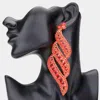 Fashnzfab Oversized Pave Crystal Rhinestone Evening Earrings - Red In Brown