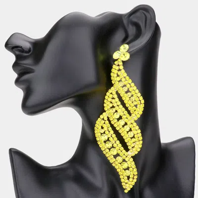 Fashnzfab Oversized Pave Crystal Rhinestone Evening Earrings - Yellow