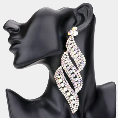 Fashnzfab Oversized Pave Crystal Rhinestone Evening Earrings In Metallic
