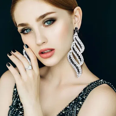 Fashnzfab Oversized Pave Crystal Rhinestone Evening Earrings In Multi