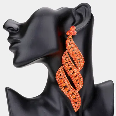Fashnzfab Oversized Pave Crystal Rhinestone Evening Earrings In Red