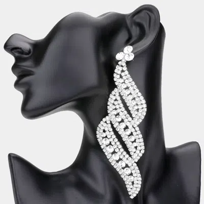 Fashnzfab Oversized Pave Crystal Rhinestone Evening Earrings In Silver
