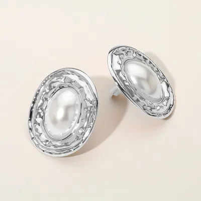 Fashnzfab Oversized Pearl Clip On Earrings In Multi