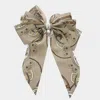Fashnzfab Oversized Pearl Dangle Pointed Chain Pattern Bow Barrette In Neutral