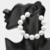Fashnzfab Oversized Pearl Hoop Earrings - Rhodium, White In White