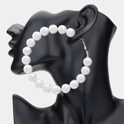 Fashnzfab Oversized Pearl Hoop Earrings - White