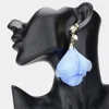 Fashnzfab Oversized Pearl Pointed Flower Petal Earrings - Light Blue In Blue