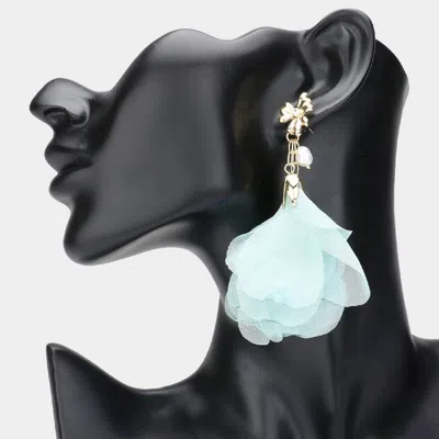 Fashnzfab Oversized Pearl Pointed Flower Petal Earrings In Brown