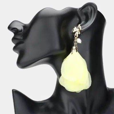 Fashnzfab Oversized Pearl Pointed Flower Petal Earrings In Yellow