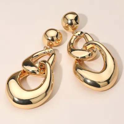 Fashnzfab Oversized Puffy Metal Chain Link Drop Earrings In Gold