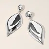 Fashnzfab Oversized Puffy Metal Marquise Dangle Earrings In Metallic