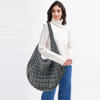 Fashnzfab Oversized Quilted Puffer Shoulder / Crossbody Bag Cloud Bag In Gray