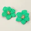 Fashnzfab Oversized Resin Flower Earrings - Green In Green