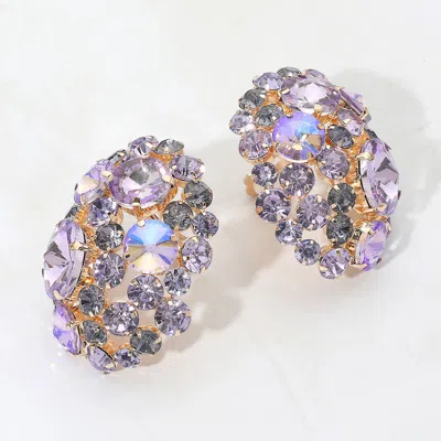 Fashnzfab Oversized Rhinestone Cluster Evening Clip On Earrings In Multi