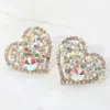 Fashnzfab Oversized Rhinestone Cluster Heart Evening Clip On Earrings In Gold