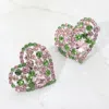Fashnzfab Oversized Rhinestone Cluster Heart Evening Clip On Earrings In Multi