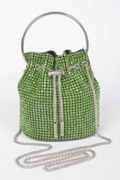 Fashnzfab Oversized Rhinestone Clutch In Green