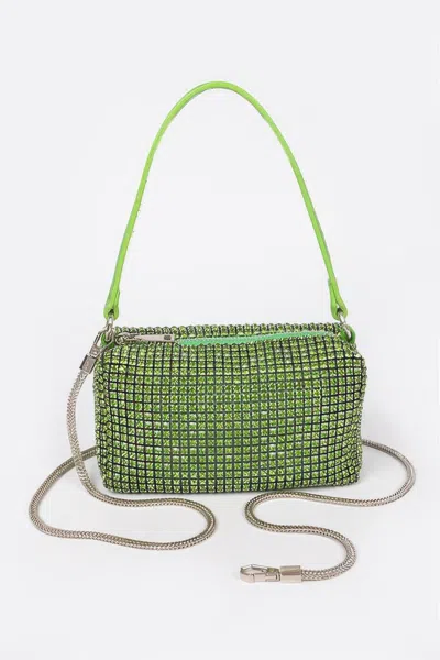Fashnzfab Oversized Rhinestone Clutch In Green