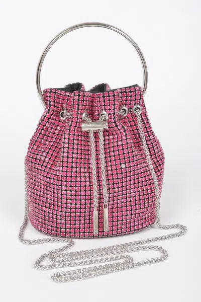Fashnzfab Oversized Rhinestone Clutch In Pink