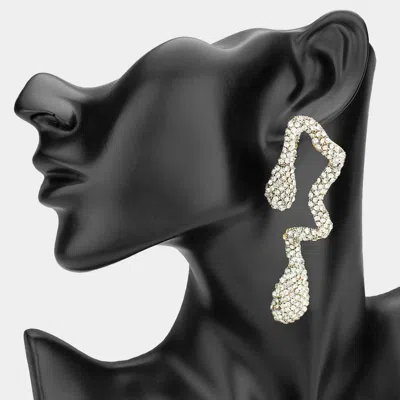 Fashnzfab Oversized Rhinestone Paved Abstract Evening Earrings In Multi