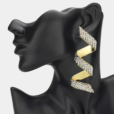 Fashnzfab Oversized Rhinestone Paved Twisted Swirl Earrings In Multi