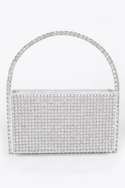 Fashnzfab Oversized Rhinestone Shoulder Bag In Silver
