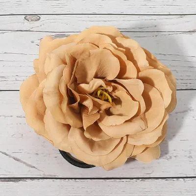 Fashnzfab Oversized Rose Floral Hair Clip Hair Band Pin Brooch In Orange