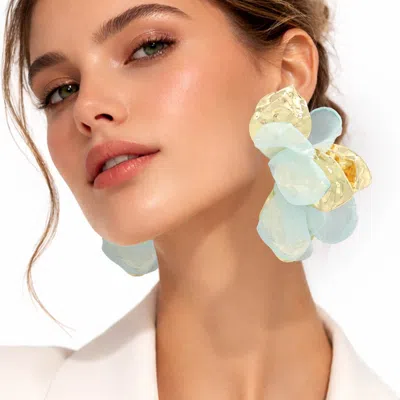 Fashnzfab Oversized Sculpted Floral Petal Earrings In Metallic