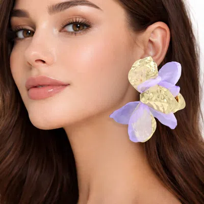 Fashnzfab Oversized Sculpted Floral Petal Earrings In Multi