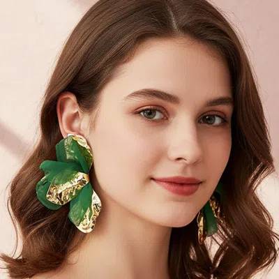 Fashnzfab Oversized Sculpted Floral Petal Earrings In Multi