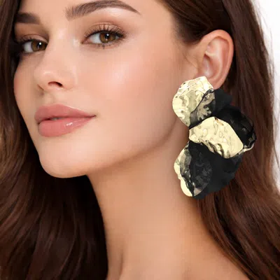 Fashnzfab Oversized Sculpted Floral Petal Earrings In Silver