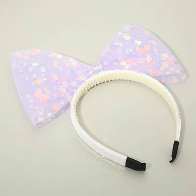 Fashnzfab Oversized Sequin Bow Accent Headband In Purple