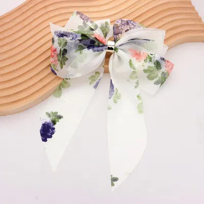 Fashnzfab Oversized Sheer Floral Print Bow Barrette In Multi