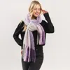 Fashnzfab Oversized Solid Colorblock Soft Brushed Knit Fringe Scarf In Purple