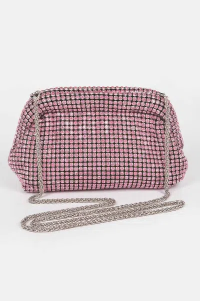 Fashnzfab Oversized Stone Party Clutch In Pink