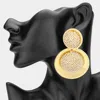 Fashnzfab Oversized Stone Paved Disc Dangle Earrings In Multi