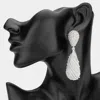 Fashnzfab Oversized Stone Paved Teardrop Dangle Earrings In Multi