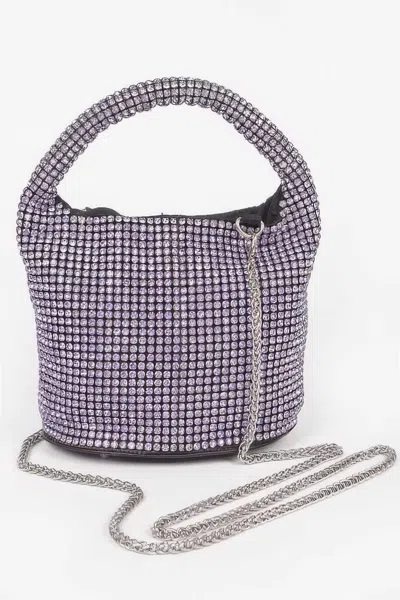 Fashnzfab Oversized Stone Small Bucket Bag In Purple