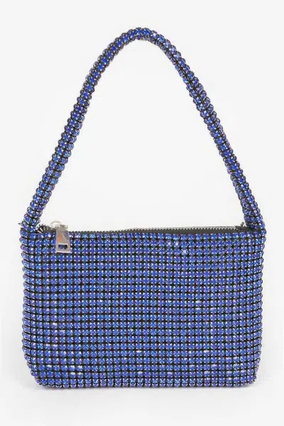 Fashnzfab Oversized Stone Small Hobo Bag In Blue
