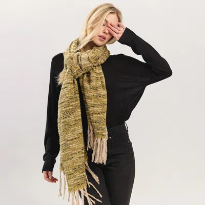 Fashnzfab Oversized Super Soft Multi Tone Fringe Scarf In Green